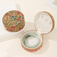 Boîte à bijoux ronde en liège naturel, motif floral vintage, étui de rangement portable pour boucles d'oreilles, colliers et bagues, vente en gros d'usine