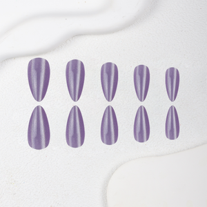 Faux ongles à presser violet pailleté, forme amande moyenne, brillants, couvrance totale, réutilisables, pour femmes, usage quotidien, fêtes, beauté et décoration - Product Image 3