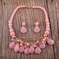Collier en résine pour femmes, ensemble de bijoux, boucles d'oreilles, chaîne en or multicouches, goutte d'eau, acrylique, vente en gros, nouvelle collection