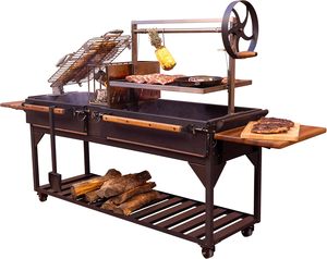High Adjustable Santa Maria Argentinian <b>BBQ</b> Portable Powder Coated Steel Trolley Indoor/Outdoor Use <b>Smokeless</b> Charcoal - Product Image 1