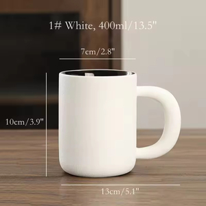 Taza de Cerámica Personalizada con Logotipo, Interior Esmaltado en Azul Mate, Amarillo, Blanco o Negro, para Té, Agua o Café, con Asa Grande - Product Image 6