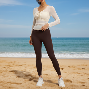 Conjunto Deportivo de 2 Piezas para Mujer, Corte Ajustado, para Yoga y Gimnasio, Spandex/Nailon, Secado Rápido, Transpirable, con Copas Fijas, Diseño Moderno - Product Image 1