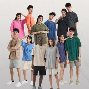 T-shirt en coton 100% pour homme, 230 GSM, tricoté lourd, DTF, blanc, délavé à l'acide, doux, vintage, surdimensionné, écologique, streetwear, imprimé - Product Image 3