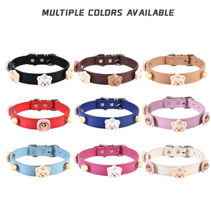 Kalung Leher Hewan Peliharaan Lucu Berbentuk Beruang, DIY Buatan Tangan dari Kulit PU, Ukuran Dapat Disesuaikan, Penutup Gesper Kartun, Cocok untuk Semua Musim - Product Image 2