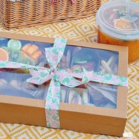 Boîte en papier kraft écologique épaissi avec fenêtre, pelliculage mat, gaufrage et poignée pour logo personnalisé, idéale pour le camping et les pique-niques en extérieur