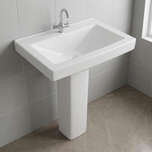 Modern White Ceramic <b>Full</b> Pedestal Wash Basin Lavabo Sink Stand for Hospital Villa Bathroom Sanitary Ware - Product Image 3