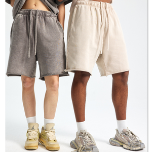 Nouveauté 2026 Short Homme 420GSM en Batik Délavé à l'Acide, Effet Vieilli, Délavé à la Pierre, Longueur Genou, Coupe Mi-Haute, Oversize, Style Rétro Urbain - Product Image 1