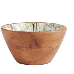 <b>Set</b> of Two OEM/ODM Solid Wood Grain Round Salad Bowls <b>Set</b> Sticker Enamel Printed Acacia <b>Wooden</b> <b>Food</b> Fruit Bowls - Product Image 4
