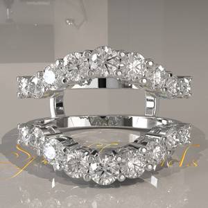 Anillo de Mujer Aggie con Aro Protector Personalizable, Chapado en Oro de 18K, con Diamantes de Corte Brillante, Piedras Cultivadas en Laboratorio, Certificado IGI 6 - Product Image 1