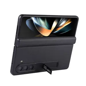 Luxury Genuine leather Hinge shockproof Cover stand Full protection case+HD Tempered Glass For Samsung Galaxy Z Fold5 7.6" ZY