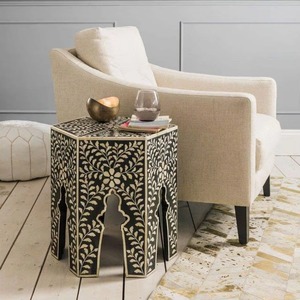 Mesa de consola con incrustaciones de hueso, diseño de flores de estilo tradicional para dormitorio, sala de estar, apartamento para hoteles, Vory, inspirado en Marruecos - Product Image 5