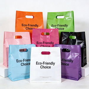 Eco-Friendly Durable PE Plastic Tote Bags with Custom Printing for Promotional Clothing Shoes Cosmetics Shopping