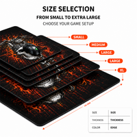 Tapis de souris de jeu personnalisé OEM ODM, grand format XL, imprimé crâne de motard et flammes, base en caoutchouc épais antidérapante, tapis de souris étendu pour les joueurs