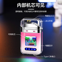 Dericsson Mini briquet de charge coupe-vent transparent avec affichage du niveau de batterie et allume-cigare à lumière LED froide