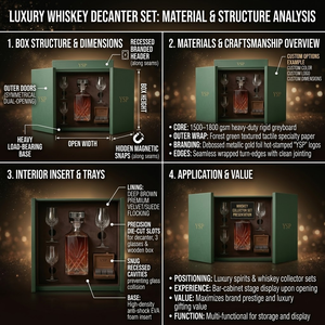 Custom Logo Luxury Wine Gift Box Double Door Whiskey Glass Packaging Box with Insert Paper Rigid Boxes for Decanter Gift Set Box - Product Image 4
