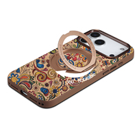 Étui de téléphone magnétique vintage en liège de style bohème ethnique avec béquille rotative, compatible avec les séries Apple 18/17/16/15/14