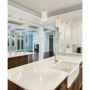 Gabinetes de Cocina Blancos Estilo Shaker Personalizados de Fábrica, Armarios de Cocina Modulares Lacados con Encimera de Cuarzo - Product Image 3