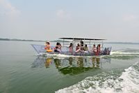 Bateau de tourisme transparent à fond de verre de 5 à 8 m pour 10 à 12 personnes, bateau commercial avec moteur hors-bord