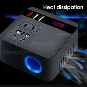 Convertisseur de courant pour voiture 150W 12V/24V vers 220V, adaptateur d'alimentation avec chargeur USB QC 3.0, charge rapide, noir - Product Image 4