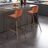 Tabouret de bar en bambou avec dossier haut pivotant, pour usage domestique, style moderne, luxe léger, couleur bronze antique, modèle design, style européen HD-7313D