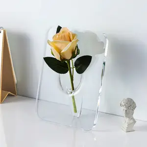 स्पष्ट ऐक्रेलिक फोटो फ्रेम vase न्यूनतम और कलात्मक आयताकार फूल vase