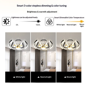 โคมไฟระย้า LED 140W พร้อมรีโมทคอนโทรล ปรับความสว่างได้ 3 สี โคมไฟเพดานสำหรับห้องรับประทานอาหารและห้องครั<span class=keywords><strong>ว</strong></span> - Product Image 4