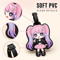 Étiquettes de bagages mignonnes, créatives, de style dessin animé, pour filles magiques, cartes d'embarquement et étiquettes de bagages en PVC souple, personnalisables DIY
