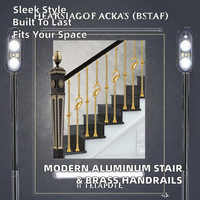 Colonnes d'escalier en alliage d'aluminium MEIXI personnalisables, durables, de style moderne, avec garde-corps en cristal noir et balustrades en laiton