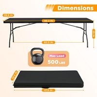 Mesa Plegable de 8 Pies, Diseño Moderno Plegable por la Mitad, Construcción de Plástico, Muebles Portátiles para Exteriores, Cocina, Picnic, Fiesta