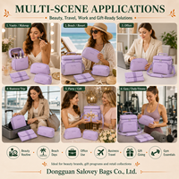 Pochette cosmétique matelassée en PU avec logo personnalisé, texture tissée, sac de maquillage, organiseur de beauté de voyage, OEM ODM