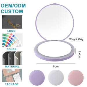 Espejo de Maquillaje Plegable de Doble Cara, Mini Espejo de Bolsillo con Tapa Abatible, Aumento 2x, Espejo Cosmético con Luz LED - Product Image 2