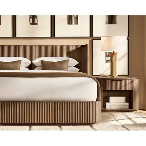 Hete Verkoop Moderne Luxe Hotel King Queen Size Custom Hout Kleur Design Huis Slaapkamer Meubels Sets Houten Bed