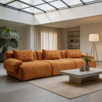 Canapé Nuage Orange Brûlé 3 Places, Fauteuil Lounge Moelleux à Profil Bas, Accent Chaleureux pour un Intérieur Confortable, Design de Mobilier