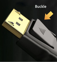 Câble DP 8K 1.4V HD Mâle-Mâle en Métal avec Boucle, Câble Optique en PVC pour Vidéo, PC, Ordinateur Portable, Téléviseur, Projecteur, Lecteur DVD