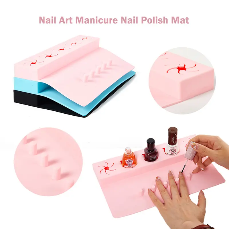 Hot Nail Polish Holder Silicone Fingernail Painting Tools, Nail Polish Organizer with Fixed Finger, Nails Art Accessories Case