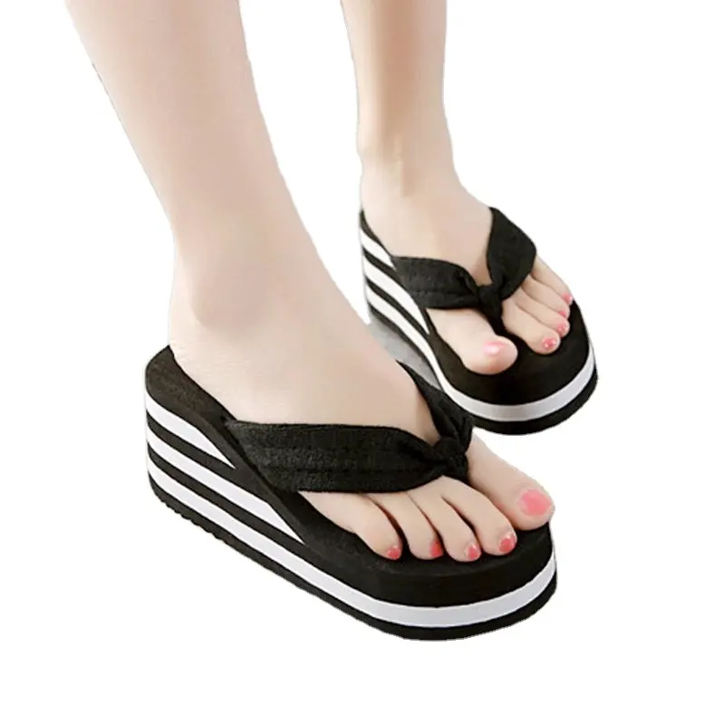 Platform Sandals Women High Heel Summer Shoes Summer Fashion Wedges Slippers Black Pantufa Home Bathing Flip Flops
