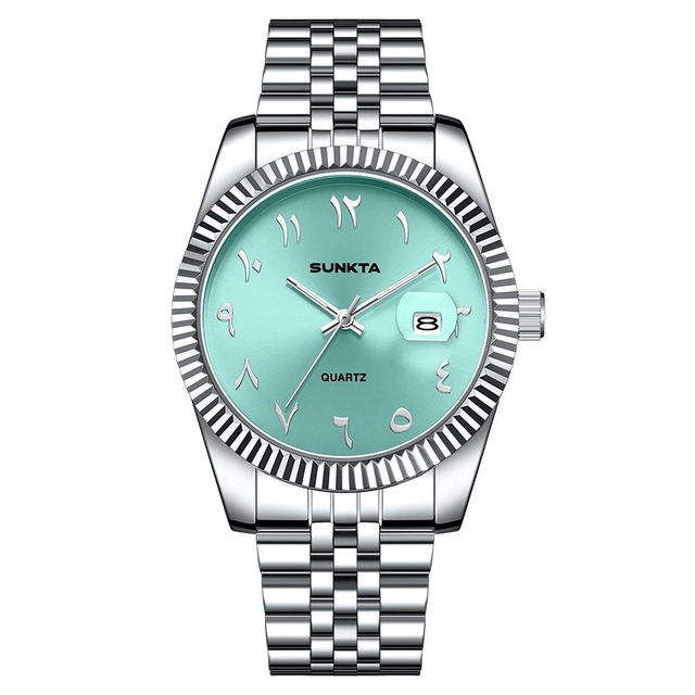 Mew Fashion Relogio Masculino Wholesale Classic Stainless Steel Band Arabic Watch Waterproof Luminous Quartz Date Watch for Men