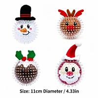 Jouet à mâcher pour chien de Noël, balle TPR à picots avec motifs Père Noël, Bonhomme de neige, Renne et Pudding, jouet interactif pour les dents molaires