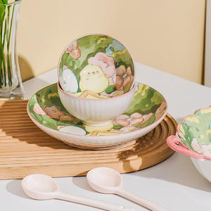 Ins Cartoon Pattern Children Tableware Safe Material Ceramic Dinner <b>Plates</b> <b>and</b> <b>Bowl</b> <b>Kids</b> Dinnerware Gift - Product Image 4