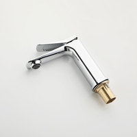 Robinet de salle de bain à levier conique en forme de goutte d'eau, finition chrome poli, corps carré, bec plat, mitigeur de lavabo monotrou
