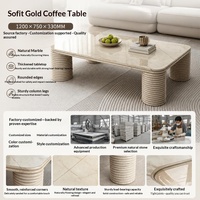 Table basse en marbre naturel, design colonne romaine, table centrale de luxe pour salon, mobilier architectural moderne, États-Unis