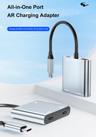 Adaptor Pengisian Daya Kacamata AR 4 in 1, 2 Port Tipe C Keluaran USB 3.0 PD 100W 4K 60Hz 5Gbps USB Hub untuk Konsol Genggam, Ponsel, Tablet, PC