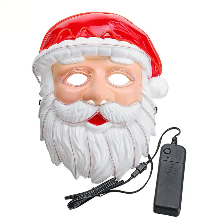 Электролюминесцентный Дед Мороз, Рождественское украшение, праздничная светодиодная маска для вечеринки