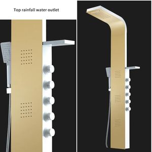 Panel de <span class=keywords><strong>ducha</strong></span> cepillado de níquel dorado, torres de columna, cascada de acero inoxidable 304, chorros de Spa, panel de pared de <span class=keywords><strong>ducha</strong></span> inteligente, panel de <span class=keywords><strong>Ducha</strong></span> - Product Image 6