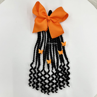 Nouvelle Arrivée : Queue de cheval tressée pour enfants avec extrémité bouclée, tresses cornrows, pinces de type papillon rouges et nœud papillon rouge pour fille