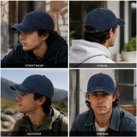 Casquette de baseball unisexe en velours de coton vintage, ajustable, avec logo personnalisé, effet vieilli, style trucker, pour le sport, vente en gros