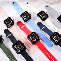 Jam Tangan Digital Sport LED Persegi Warna-warni Grosir, Tahan Air, Layar Sentuh, Pria Wanita, Gelang Sport Kaca