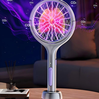 Nouvelle raquette anti-moustiques électrique télescopique rechargeable à ultrasons portable avec lampe pour usage domestique (moustiques et mouches)