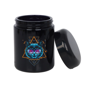 Tarro de Metal Negro Personalizado con Logotipo, 250 ml, Redondo, Hermético, para Tabaco, con Diseño de Astronauta, Accesorio para Fumar - Product Image 1