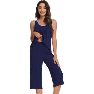 Conjunto de Pijama para Mujer al por Mayor, Camiseta sin Mangas y Pantalones Capri, Ropa de Dormir Ligera, Tallas S-XXL - Product Image 6